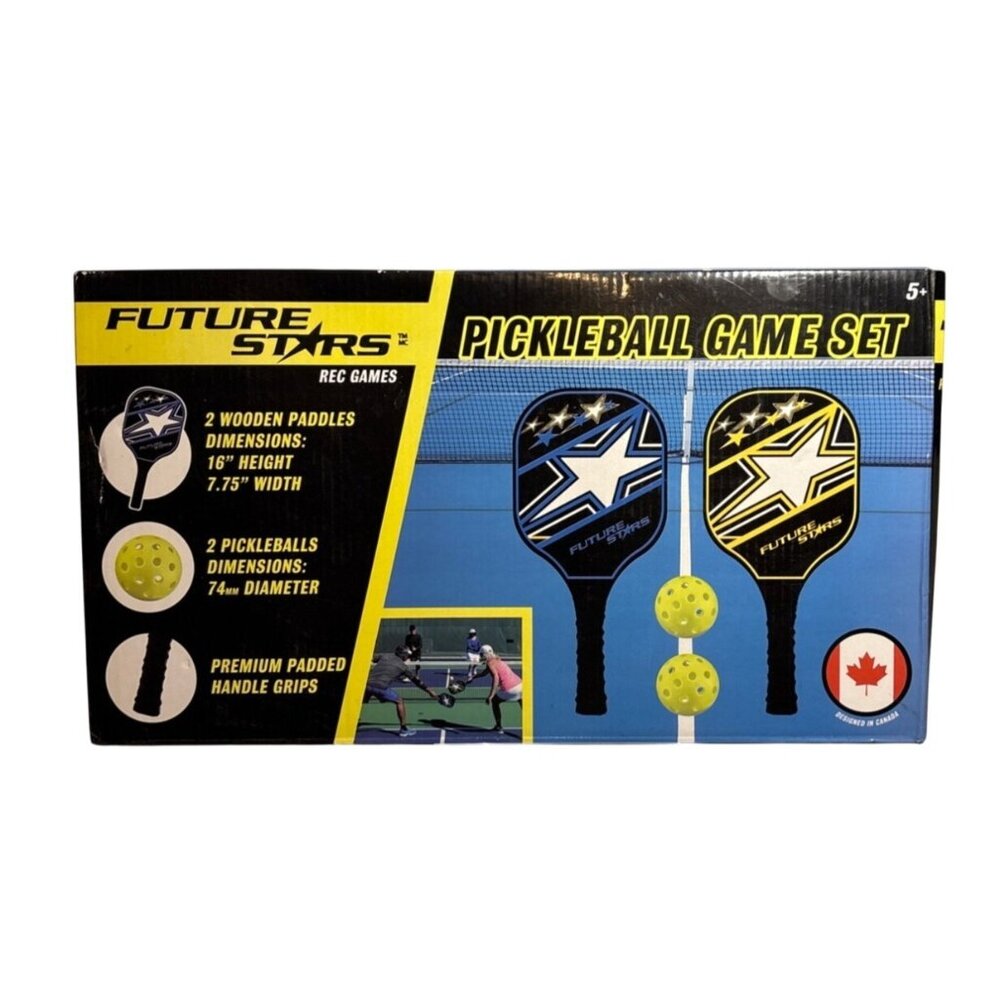 Pickleball Paddle Game Set With 2 Paddles & 2 Yellow Pickleballs Future Stars